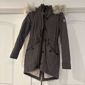 Abercrombie & Fitch Dark Green Jacket with Faux Fur